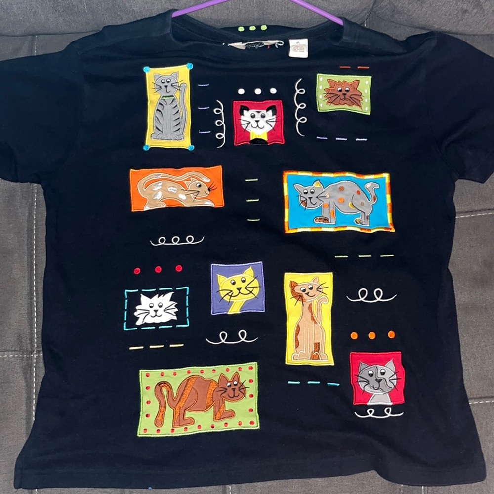 Vintage double stitch, cat shirt,